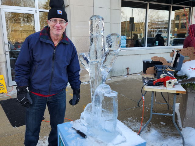 Ice sculpting on the square.