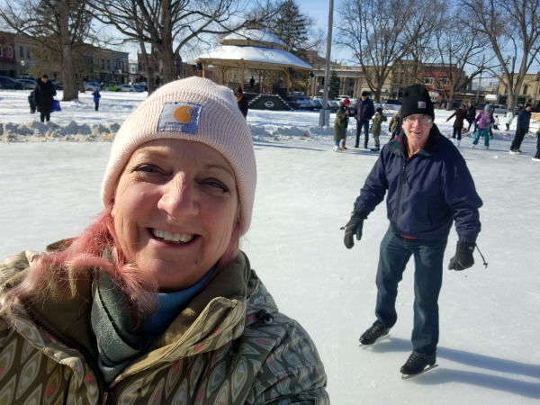 Ice skating on the square