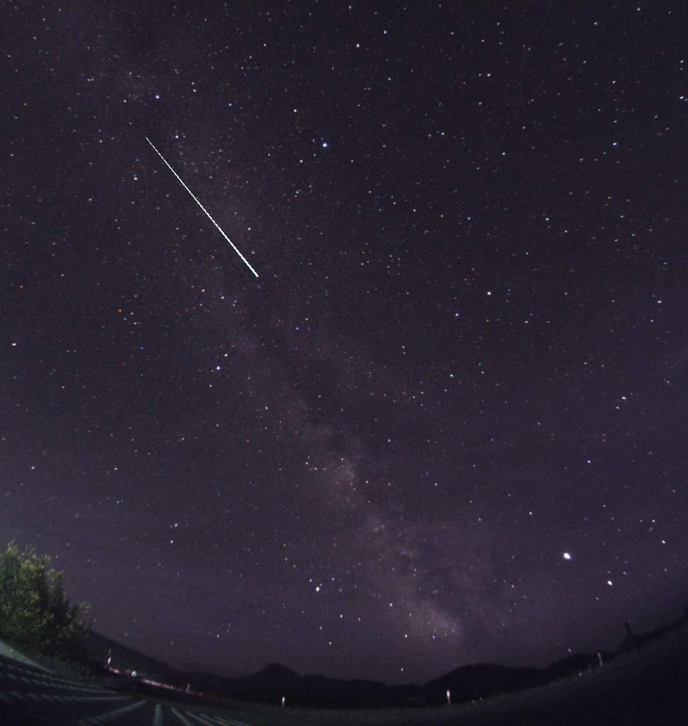 Sporadic Meteor going through the Summer Triangle - MAS Image.