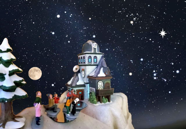 Observatory in the Snow Village - Simulated Sky